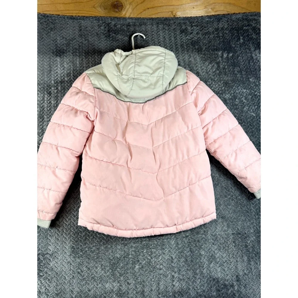 Eddie Bauer Puffer Jacket‎ Girls L(12-14) Pink Colorblock Sherpa Hooded Full Zip